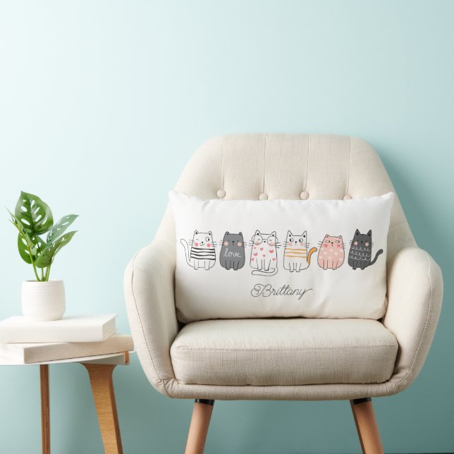 Spaß Niedliche Katzen Crazy Katze Lady Name Lendenkissen (Stuhl )