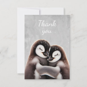 Spaß Niedlicher Hugging Pinguin Bird Dank Dankeskarte