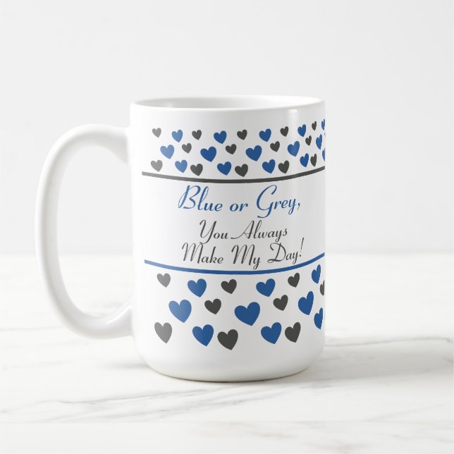 Spaß Niedliches Inspirationsangebot, blaue und gra Kaffeetasse (Links)