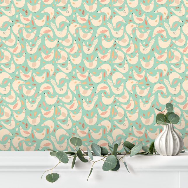 Spaß Niedliches rosa grünes Landhühnchen Tapete (Von Creator hochgeladen)