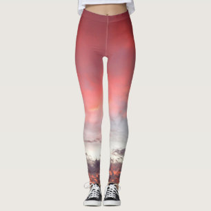 Spaß, niedliches Rosa, rot und Weiß bewölkt Leggings