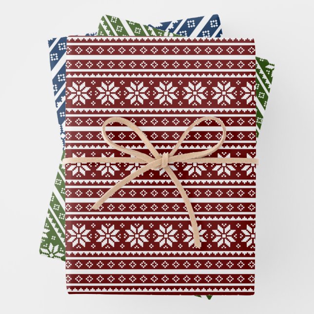 Spaß Nordic Muster Weihnachtswrapping Paper Sheets Geschenkpapier Set (Beispiel)