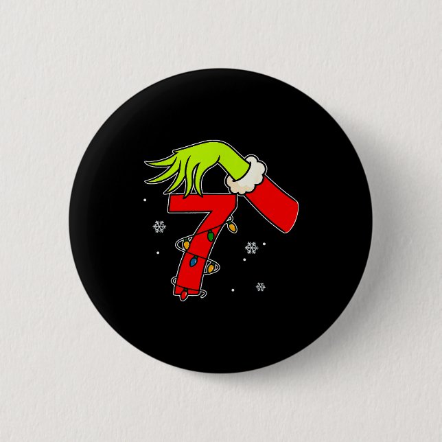 Spaß Nummer 7 Weihnachten 67 Sechs Sieben Meme Xma Button (Vorderseite)