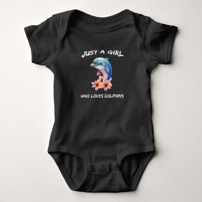 Spaß nur ein Mädchen, das das Delphinmeer Liebe Baby Strampler (Vorderseite)