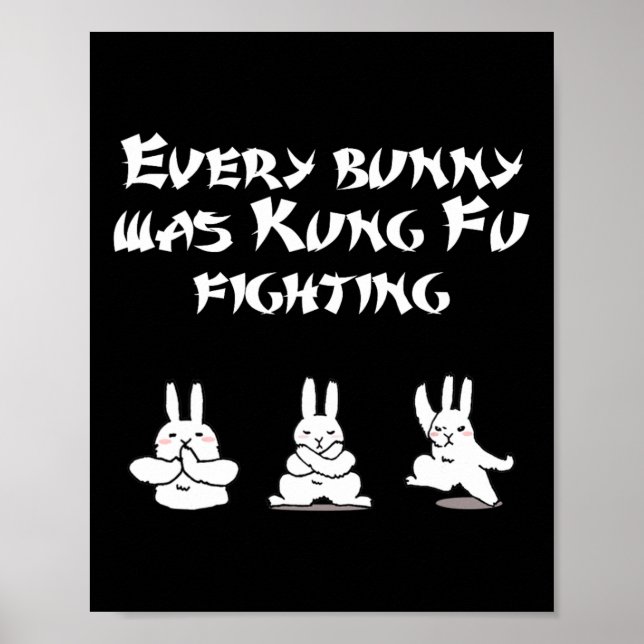Spaß Ostern jeder Bunny war Kung Fu Kämpfer Karate Poster (Vorne)