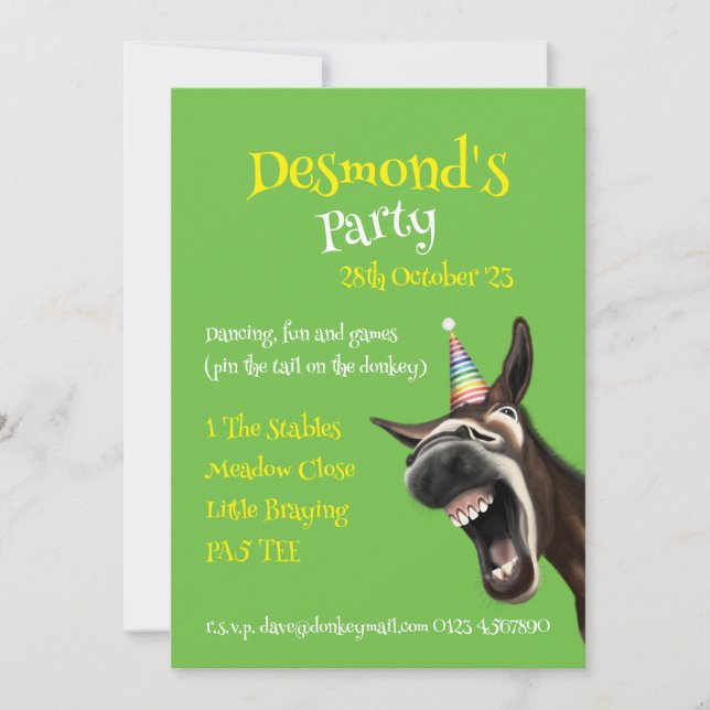 Spaß Party Einladung, Schreien Donkey! Einladung (Vorderseite)