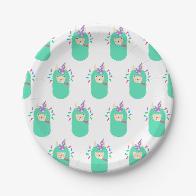 Spaß-Party Emoji Lama Pappteller (Vorderseite)