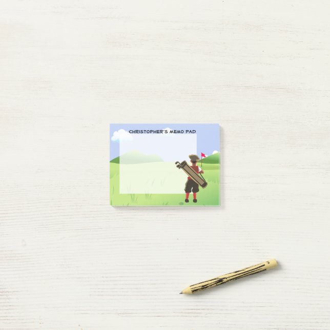 Spaß Personalisiert Golfer auf Golfplatz Post-it Klebezettel (Auf Schreibtisch)
