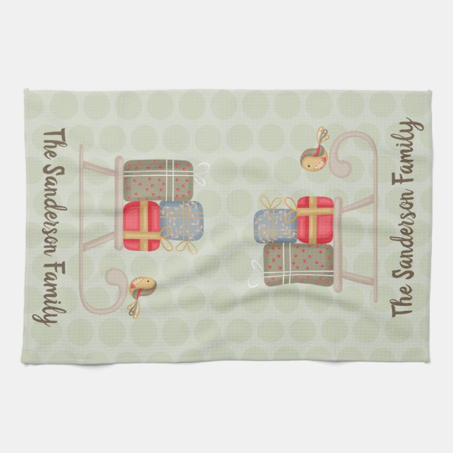 Spaß Personalisiert Nordic Christmas Sled Geschirrtuch (Horizontal)