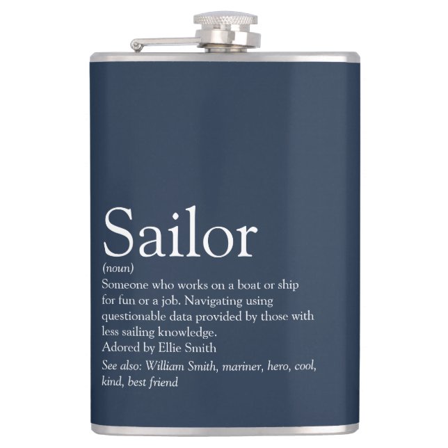 Spaß Personalisiert Sailor Definition Navy Blue Flachmann (Vorderseite)