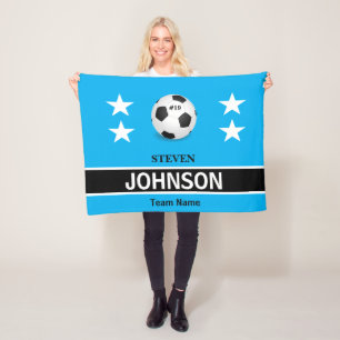 Spaß! ⚽Personalisierte blaue Fußball-Fleece-Decke  Fleecedecke