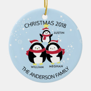 Spaß-personalisierte Familie von 3 Keramik Ornament