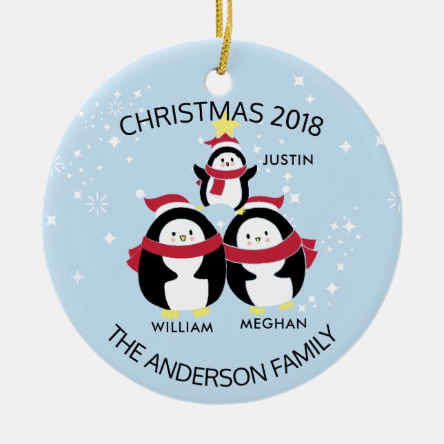 Spaß-personalisierte Familie von 3 Keramik Ornament (Vorne)