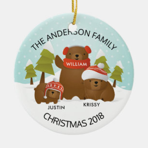 Spaß-personalisierte Familie von 3 Keramik Ornament