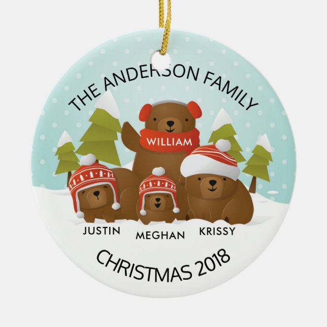 Spaß-personalisierte Familie von 4 Keramik Ornament (Vorne)