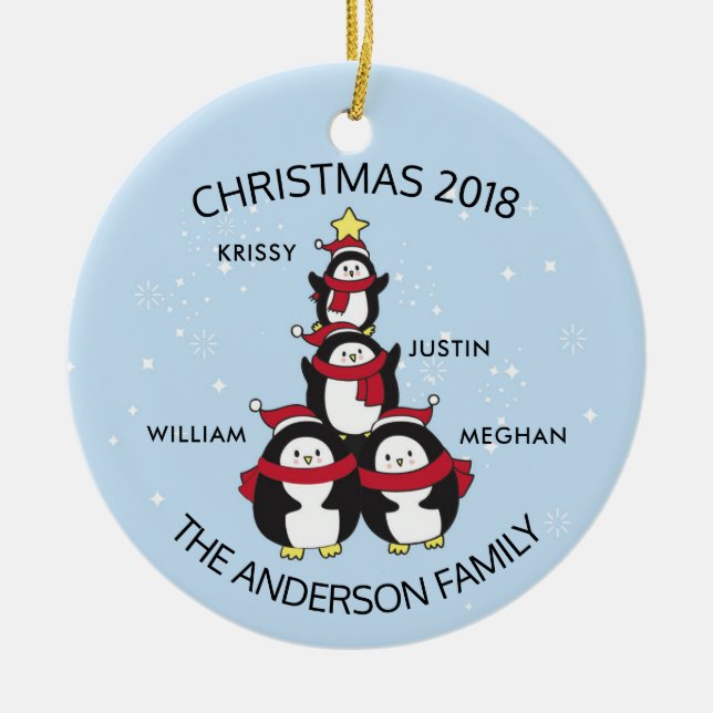 Spaß-personalisierte Familie von 4 Keramik Ornament (Vorne)