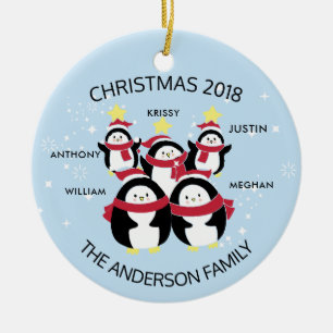Spaß-personalisierte Familie von 5 Keramik Ornament