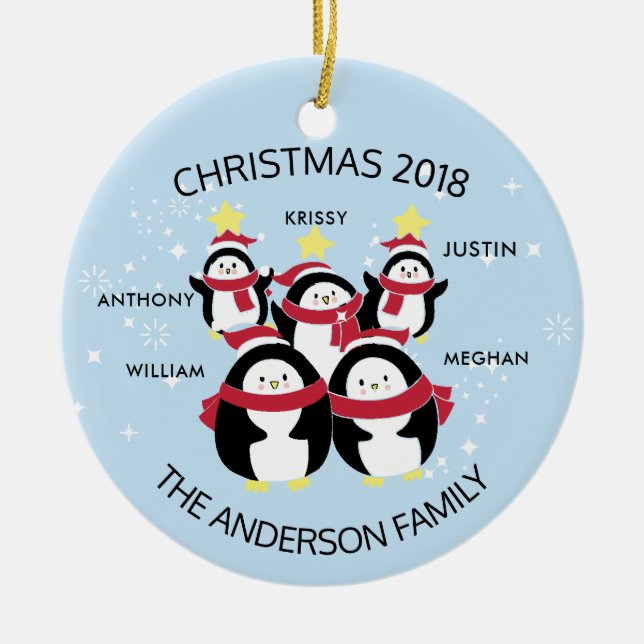Spaß-personalisierte Familie von 5 Keramik Ornament (Vorne)