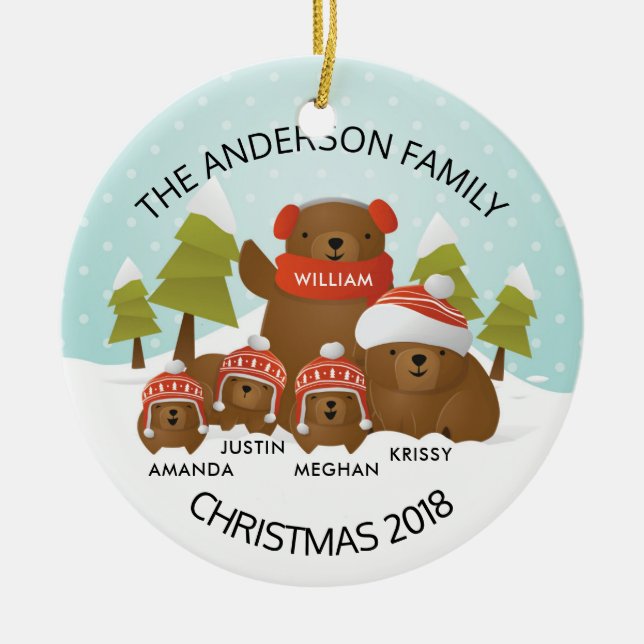 Spaß-personalisierte Familie von 5 Keramik Ornament (Vorne)