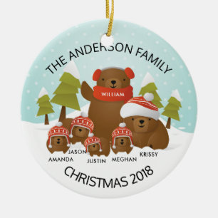 Spaß-personalisierte Familie von 6 Keramik Ornament
