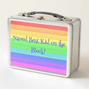 Spaß, Personalisierte, farbenfrohe Regenbogenstrei Metall Brotdose