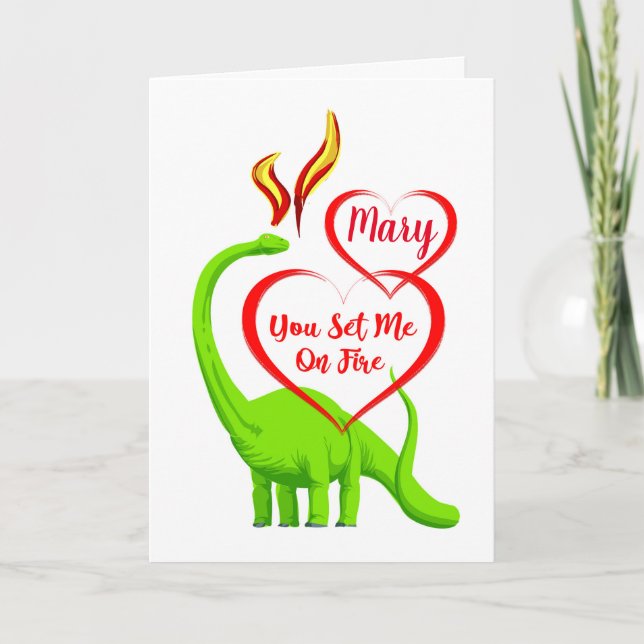 Spaß Personalisierter Feueratmung Drache Valentine Karte (Vorderseite)