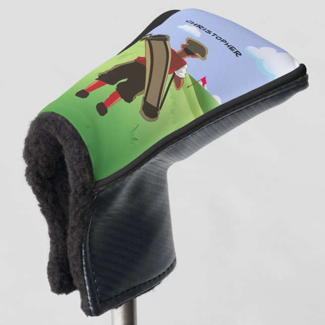 Spaß-personalisierter Golfspieler auf Golfkurs Golf Headcover (3/4 Vorderseite)