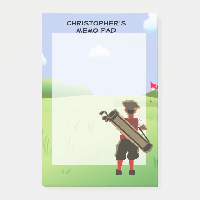 Spaß-personalisierter Golfspieler auf Golfkurs Post-it Klebezettel (Vorderseite)