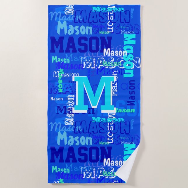 Spaß Personalisierter und Mit Monogramm Junge Strandtuch (Vorderseite)