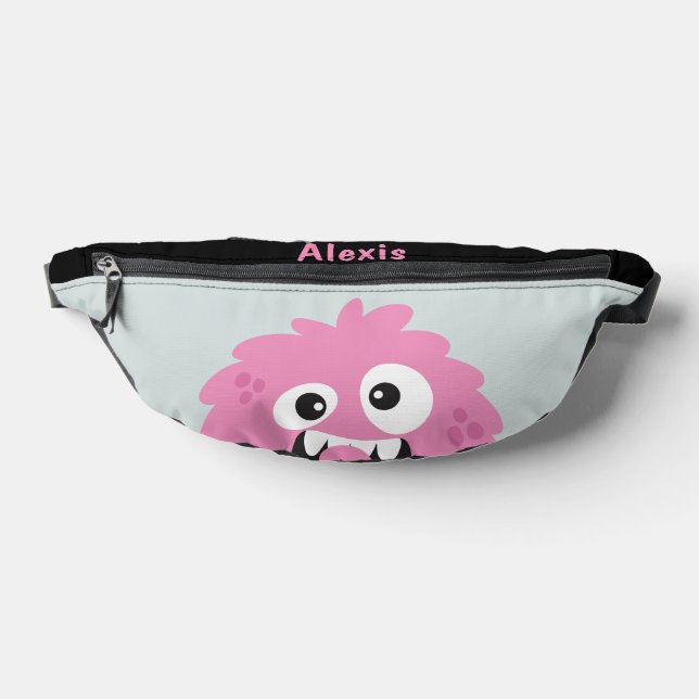 Spaß Personalisiertes rosa Monster Kid's Fanny Pac Bauchtasche (Ablage )