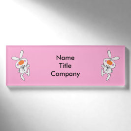 Spaß Pfeifen weiße Bunnies auf Hot Pink Namenschild