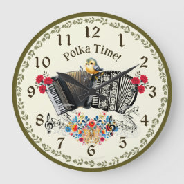 Spaß Polka Zeit! Akkordeon Wall Clock Große Wanduhr