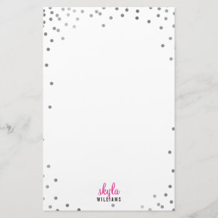 Spaß-Polkapunkt-Silber Confetti der PERSÖNLICHEN Briefpapier