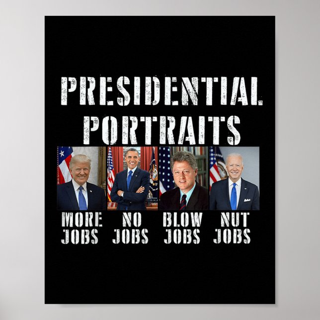 Spaß Presidential Portraits Trump Obama Biden Cli Poster (Vorne)