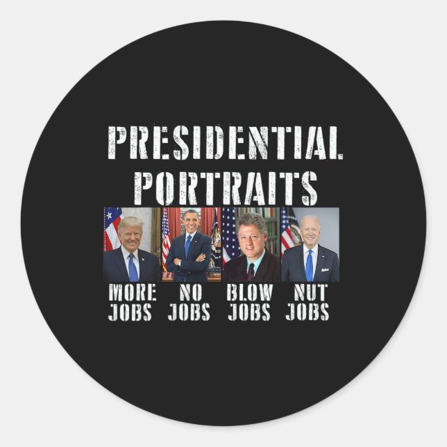 Spaß Presidential Portraits Trump Obama Biden Cli Runder Aufkleber (Vorderseite)
