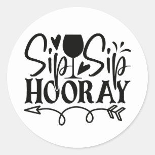Spaß Prost Prost Hurra Schwarz-Weiß-Hochzeit Runder Aufkleber