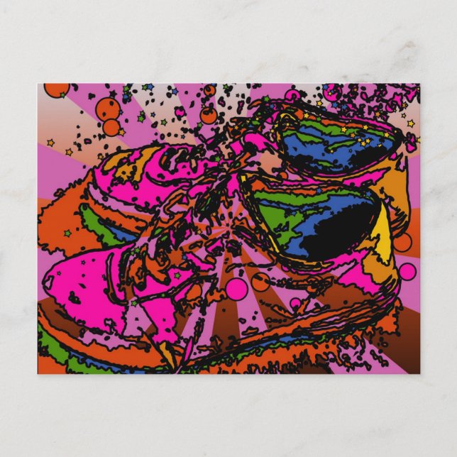 Spaß Psychedelische Sneakers Postcard Postkarte (Vorderseite)
