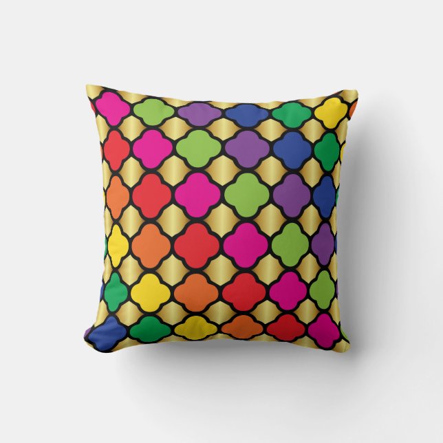 Spaß psychedelisches Quatrefoil Druck-Muster Kissen (Vorderseite)