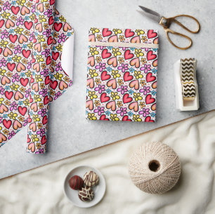 Spaß Red Lmon Herz und farbenfrohe Blume Geschenkpapier