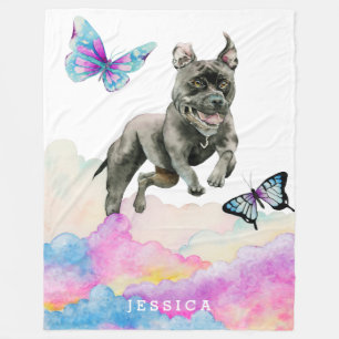 Spaß-Regenbogen-FarbePitbull HundeAquarell Fleecedecke