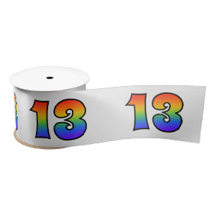 Spaß, Regenbogen-Muster "13" Ereignis-Nummer (Grau Satinband