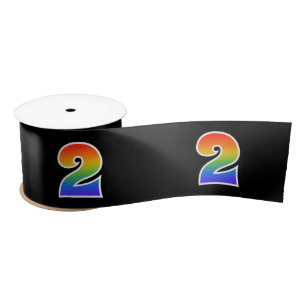 Spaß, Regenbogen-Muster "2" Ereignis-Zahl Satinband