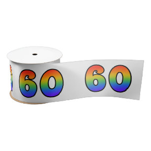 Spaß, Regenbogen-Muster "60" Ereignis-Zahl (grau) Satinband