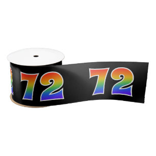 Spaß, Regenbogen-Muster "72" Ereignis-Zahl Satinband