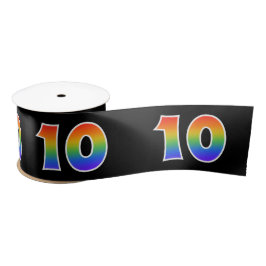 Spaß, Regenbogenmuster "10" Ereignisnummer (schwar Satinband