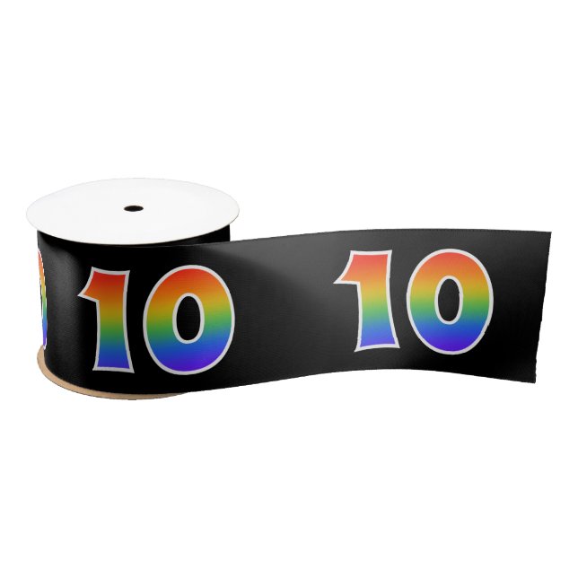 Spaß, Regenbogenmuster "10" Ereignisnummer (schwar Satinband (Spule)