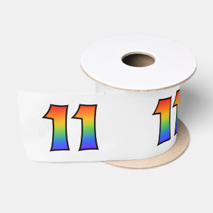 Spaß, Regenbogenmuster "11" Ereignisnummer (grau) Satinband