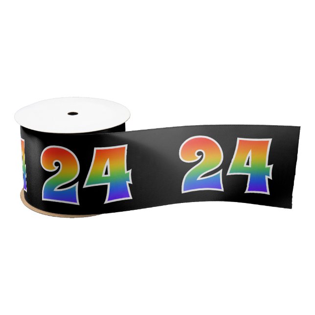 Spaß, Regenbogenmuster "24" Ereignisnummer (schwar Satinband (Spule)