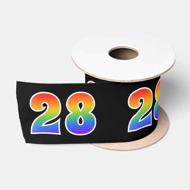 Spaß, Regenbogenmuster "28" Ereignisnummer (schwar Satinband (Spule)