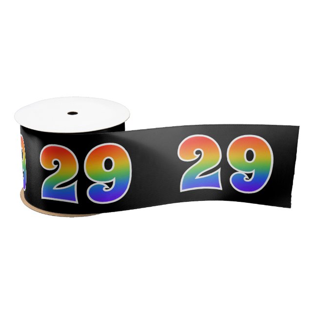 Spaß, Regenbogenmuster "29" Ereignisnummer (schwar Satinband (Spule)